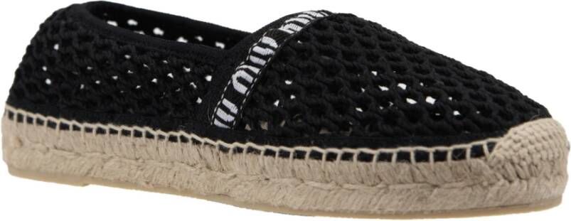 Miu Mesh Slip-On Espadrilles met Logo Patch Black Dames