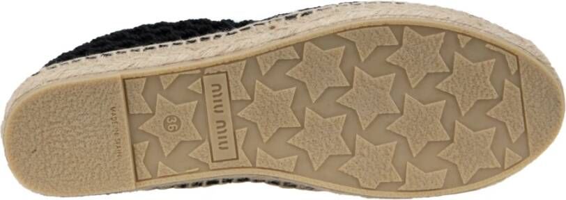 Miu Mesh Slip-On Espadrilles met Logo Patch Black Dames