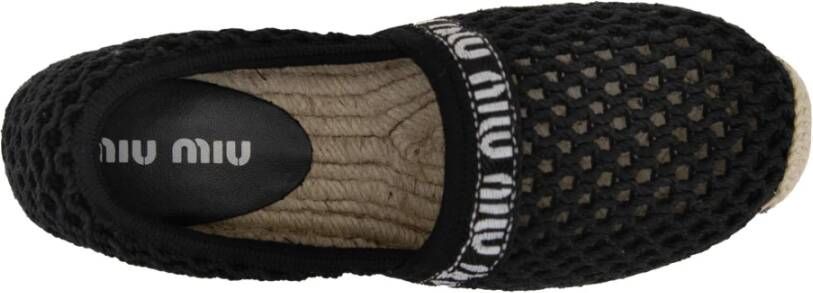 Miu Mesh Slip-On Espadrilles met Logo Patch Black Dames