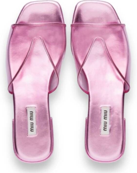 Miu Metallic Pink Sandal Flip Flops Pink Dames