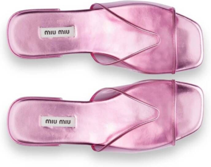 Miu Metallic Pink Sandal Flip Flops Pink Dames