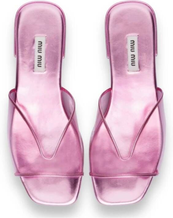 Miu Metallic Pink Sandal Flip Flops Pink Dames