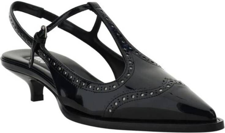 Miu Patentleren Kitten Heel Slingback Pumps Black Dames