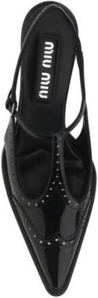 Miu Patentleren Kitten Heel Slingback Pumps Black Dames