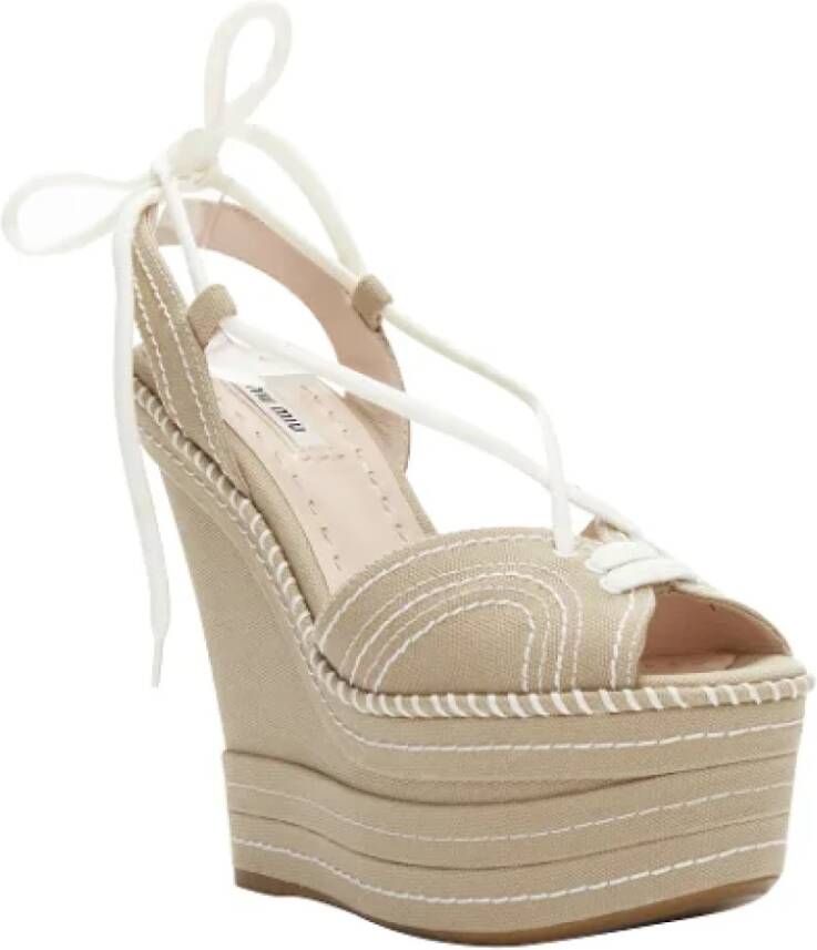 Miu Pre-owned Canvas heels Beige Dames