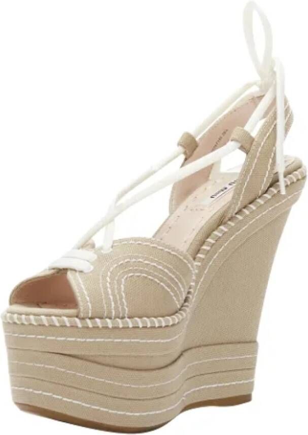 Miu Pre-owned Canvas heels Beige Dames