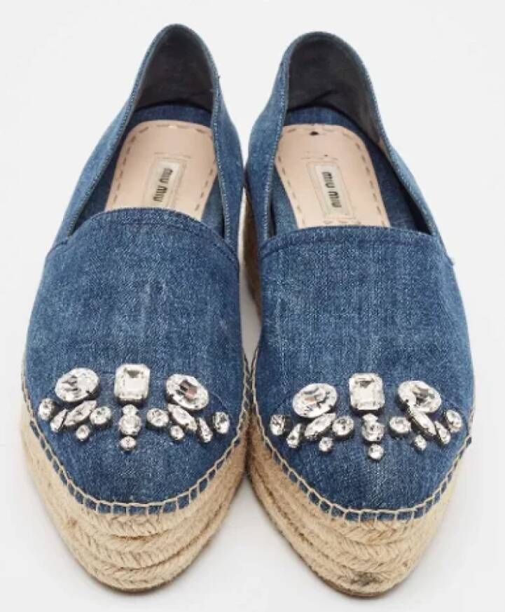 Miu Pre-owned Denim flats Blue Dames