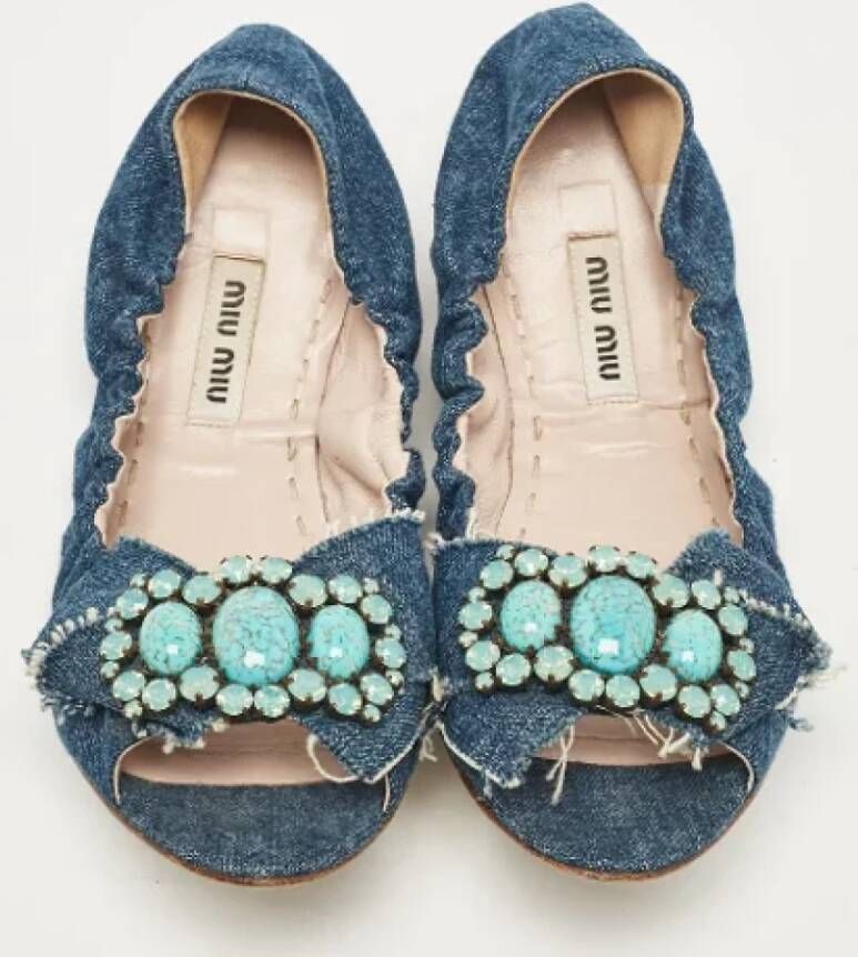 Miu Pre-owned Denim flats Blue Dames