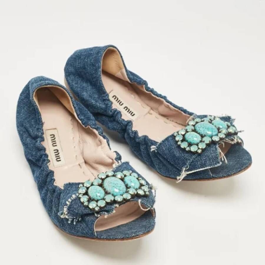 Miu Pre-owned Denim flats Blue Dames