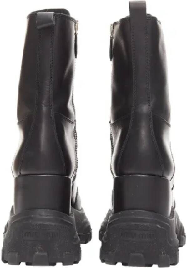 Miu Pre-owned Leather boots Black Dames