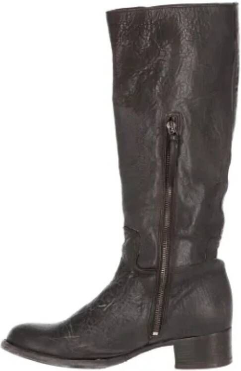 Miu Pre-owned Leather boots Brown Dames