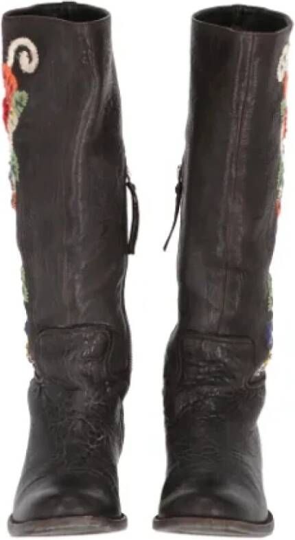 Miu Pre-owned Leather boots Brown Dames