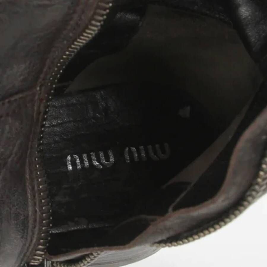 Miu Pre-owned Leather boots Brown Dames