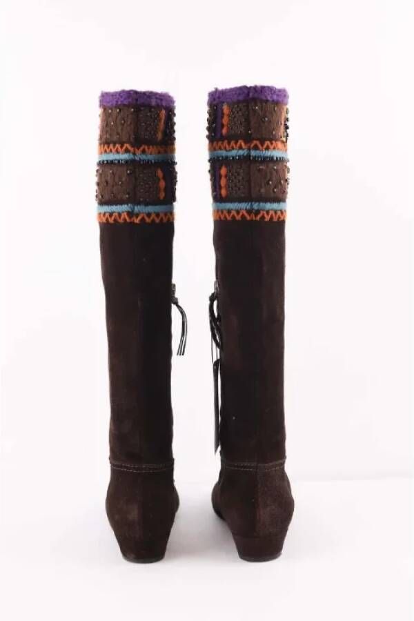 Miu Pre-owned Leather boots Brown Dames