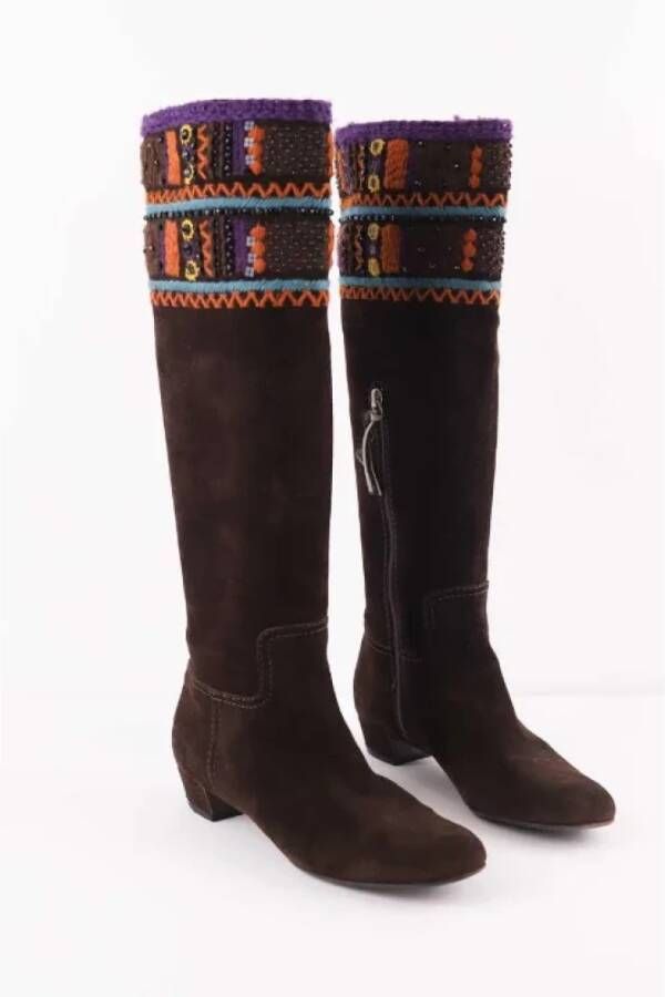 Miu Pre-owned Leather boots Brown Dames