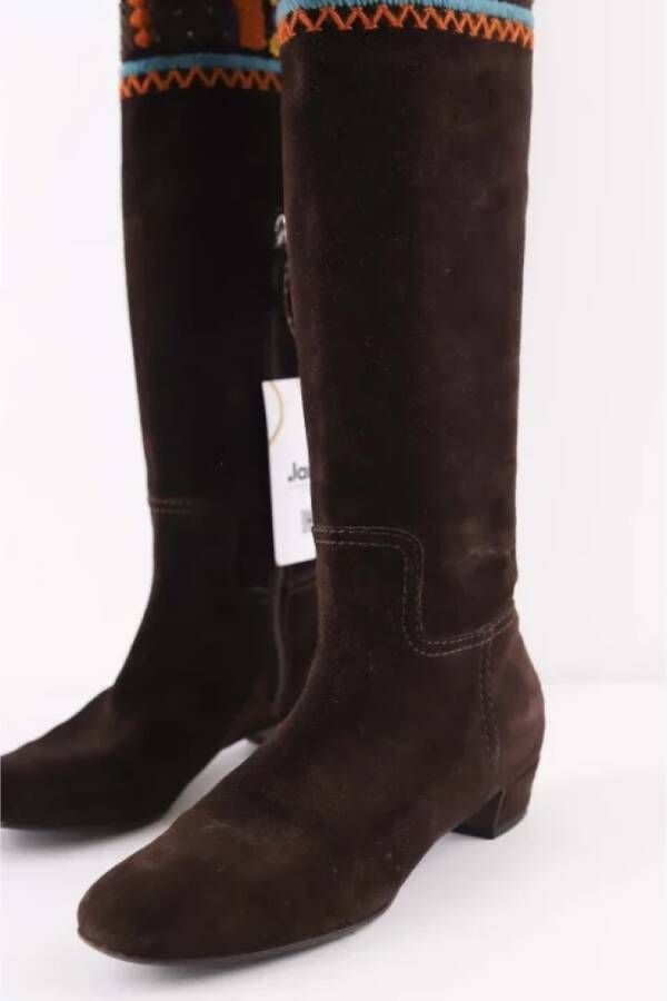 Miu Pre-owned Leather boots Brown Dames