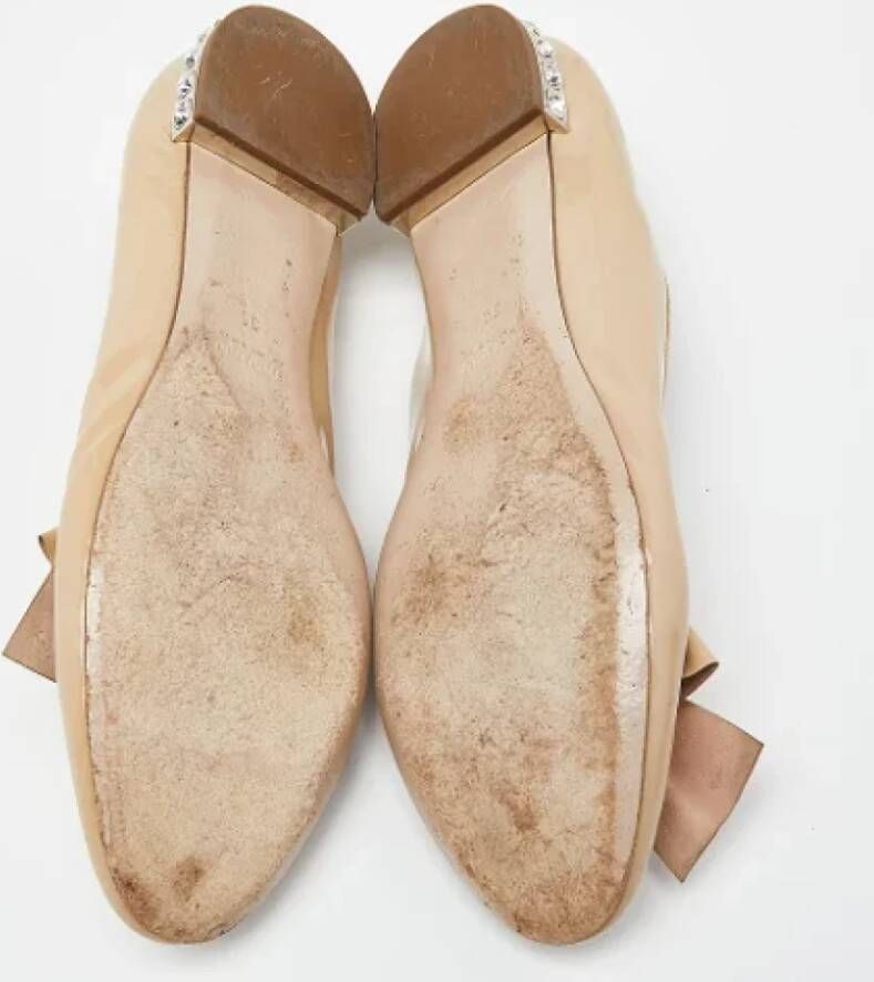 Miu Pre-owned Leather flats Beige Dames