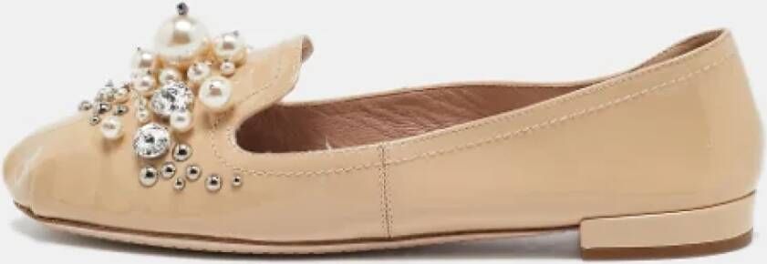 Miu Pre-owned Leather flats Beige Dames