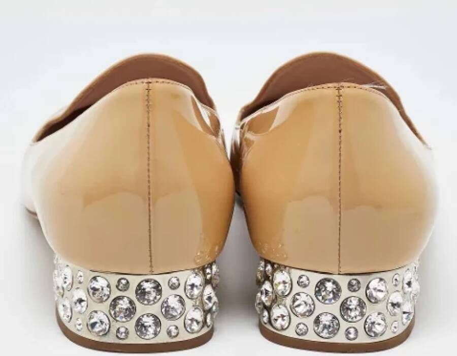 Miu Pre-owned Leather flats Beige Dames