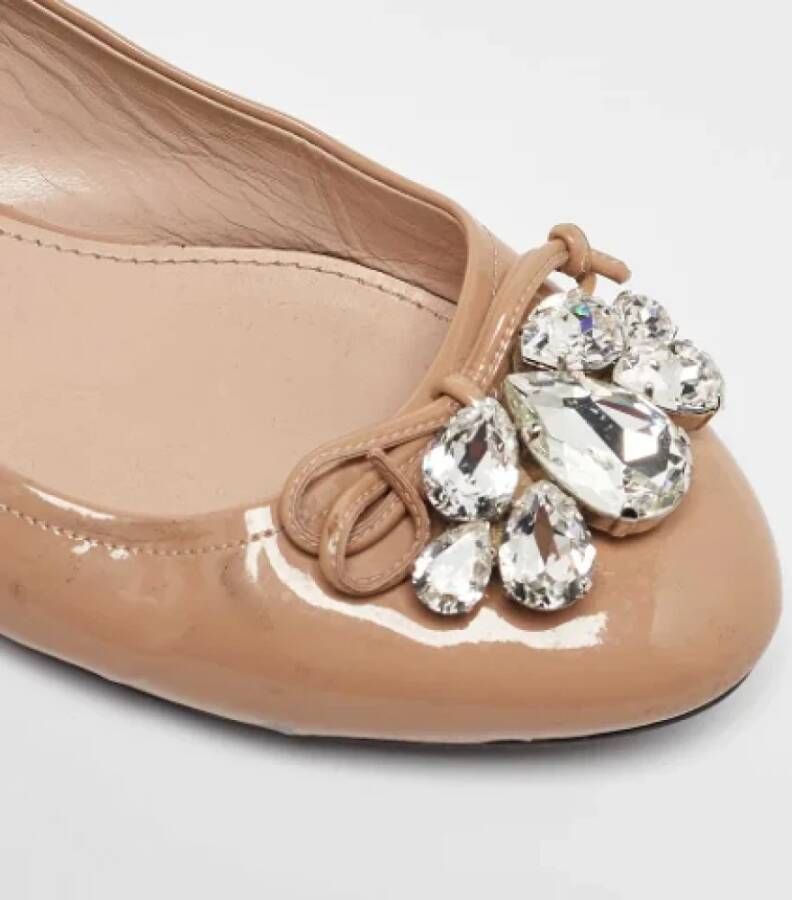 Miu Pre-owned Leather flats Beige Dames