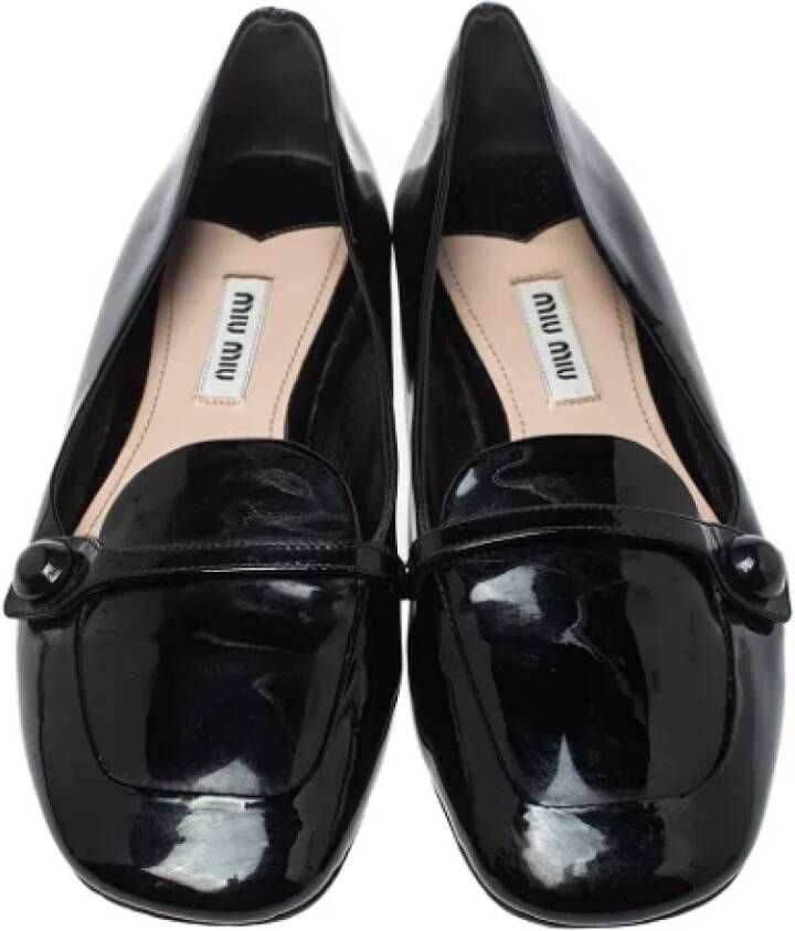 Miu Pre-owned Leather flats Black Dames