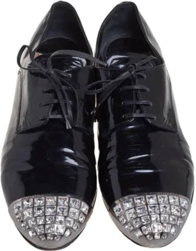 Miu Pre-owned Leather flats Black Dames