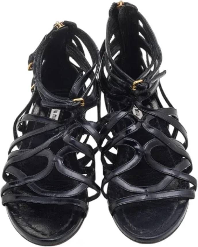 Miu Pre-owned Leather flats Black Dames