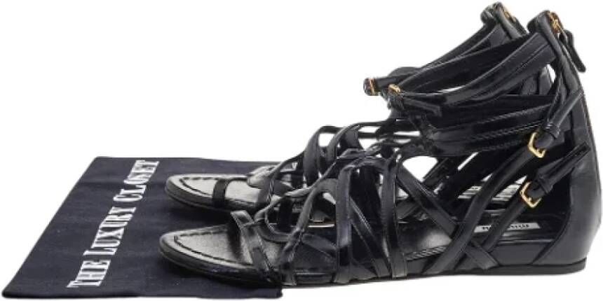 Miu Pre-owned Leather flats Black Dames