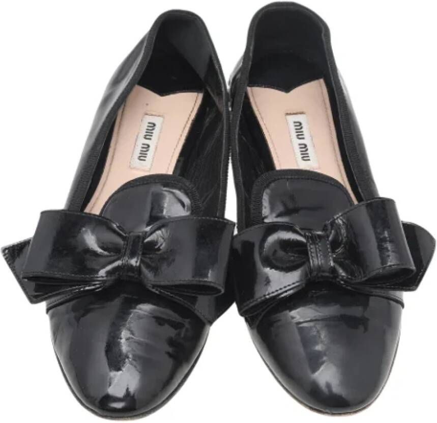 Miu Pre-owned Leather flats Black Dames