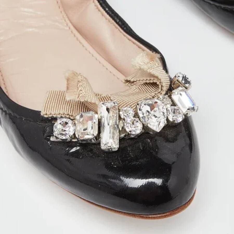 Miu Pre-owned Leather flats Black Dames