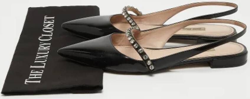 Miu Pre-owned Leather flats Black Dames