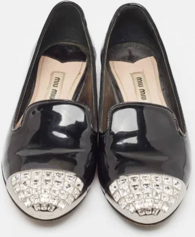 Miu Pre-owned Leather flats Black Dames