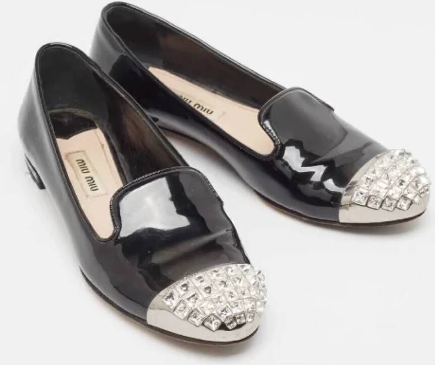 Miu Pre-owned Leather flats Black Dames