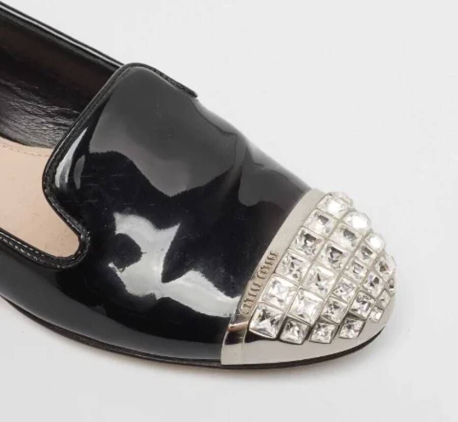 Miu Pre-owned Leather flats Black Dames