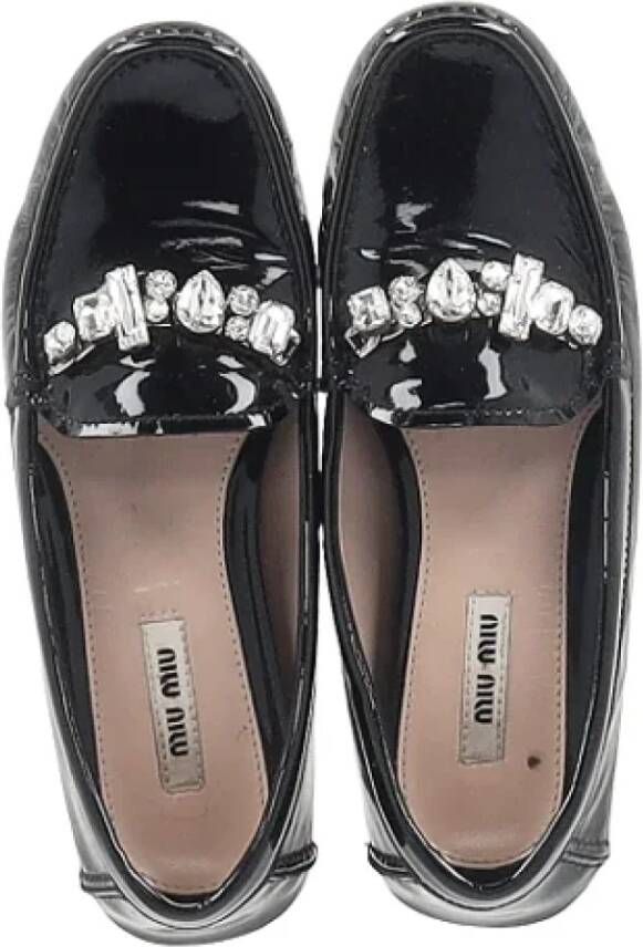 Miu Pre-owned Leather flats Black Dames