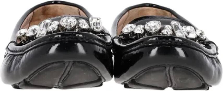 Miu Pre-owned Leather flats Black Dames