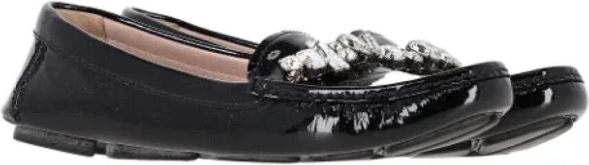 Miu Pre-owned Leather flats Black Dames