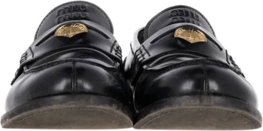 Miu Pre-owned Leather flats Black Dames