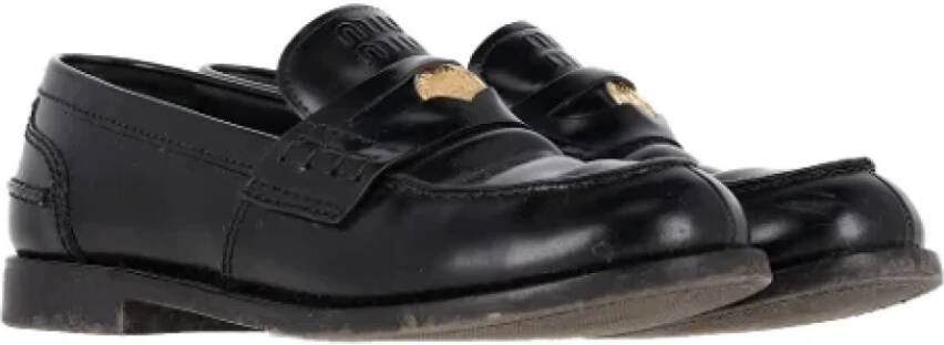 Miu Pre-owned Leather flats Black Dames