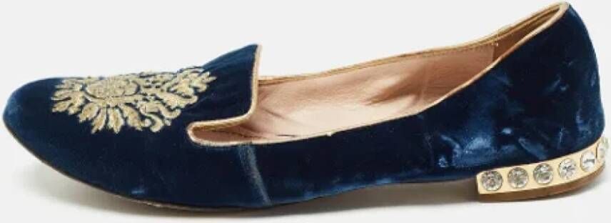 Miu Pre-owned Leather flats Blue Dames