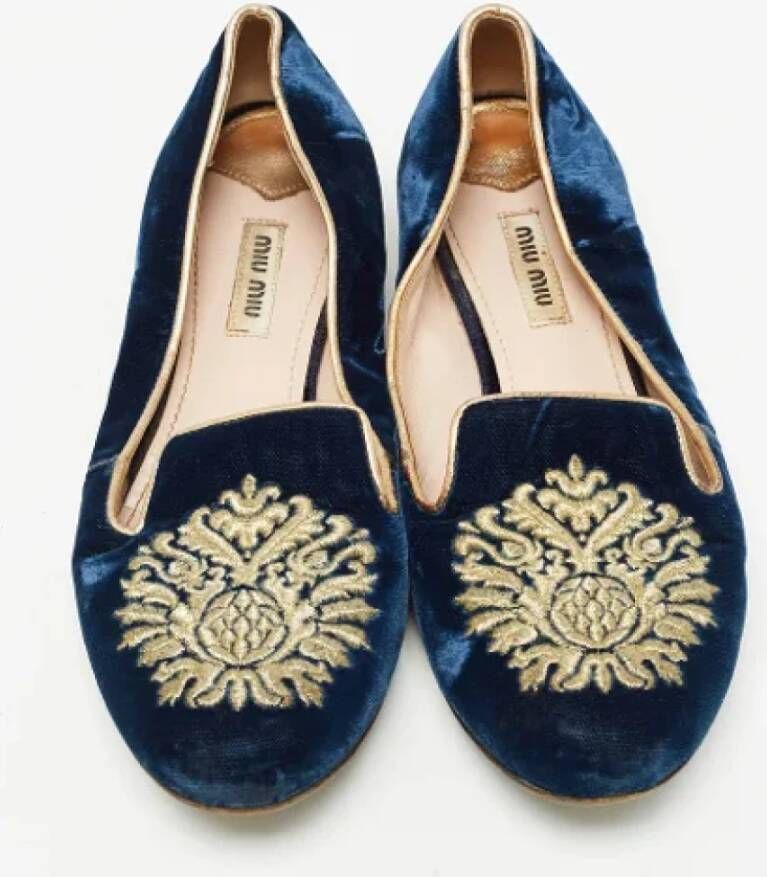 Miu Pre-owned Leather flats Blue Dames