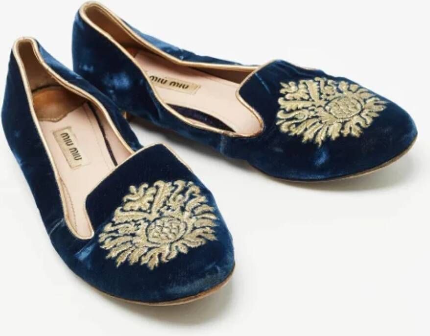 Miu Pre-owned Leather flats Blue Dames