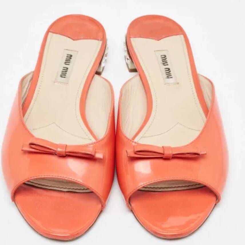 Miu Pre-owned Leather flats Orange Dames