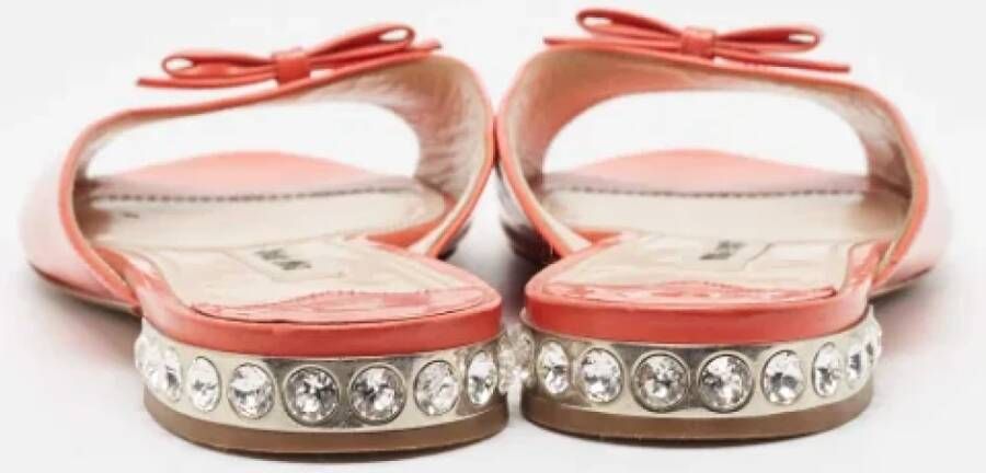 Miu Pre-owned Leather flats Orange Dames