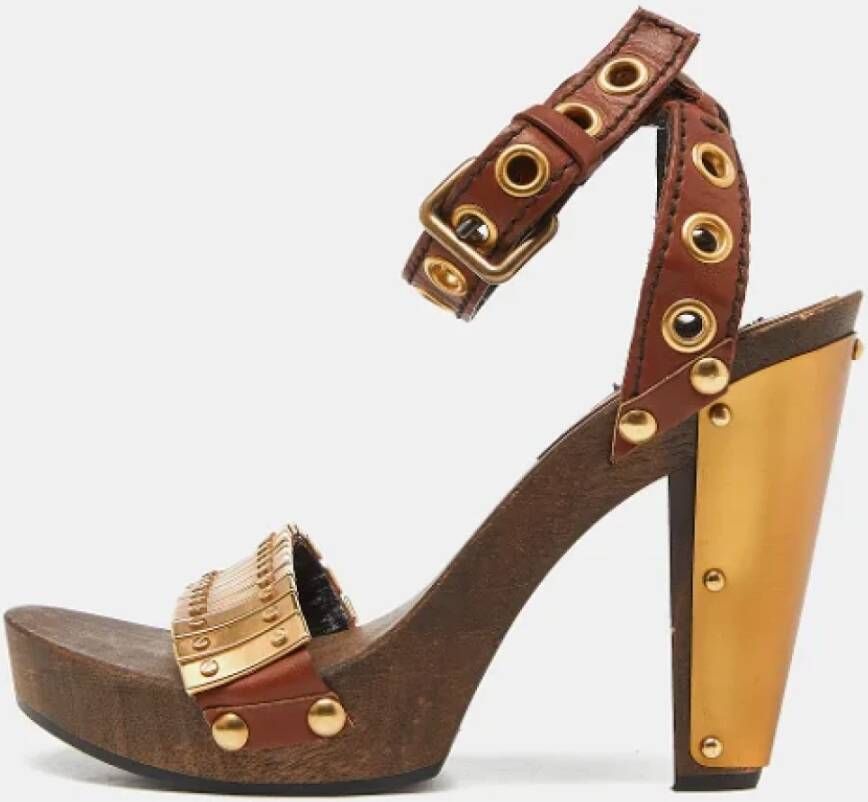 Miu Pre-owned Leather sandals Brown Dames