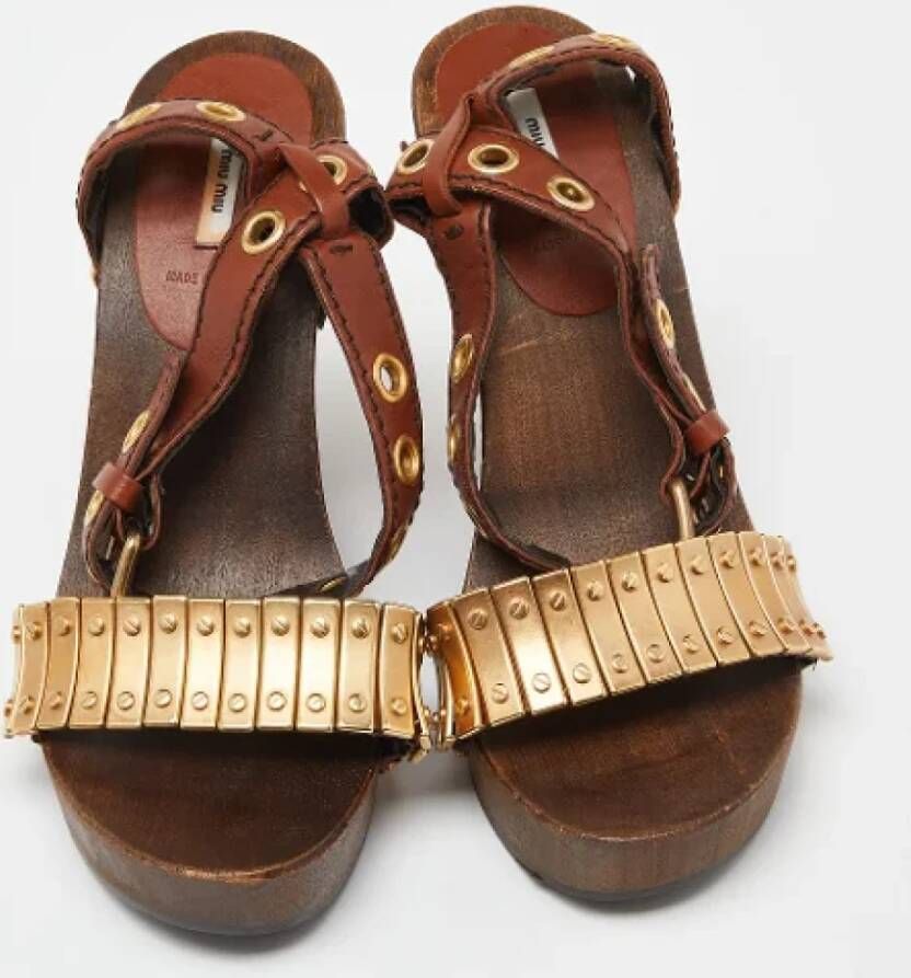 Miu Pre-owned Leather sandals Brown Dames