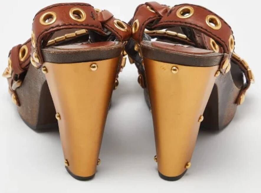 Miu Pre-owned Leather sandals Brown Dames