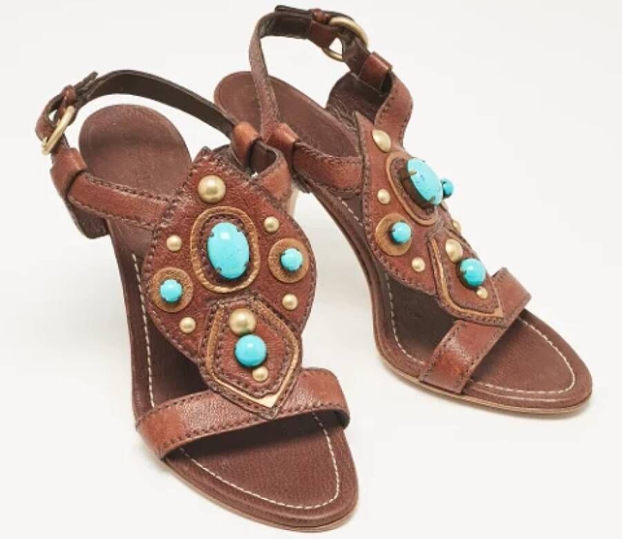 Miu Pre-owned Leather sandals Brown Dames