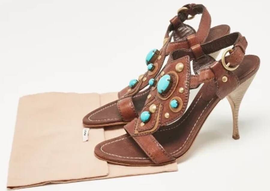 Miu Pre-owned Leather sandals Brown Dames