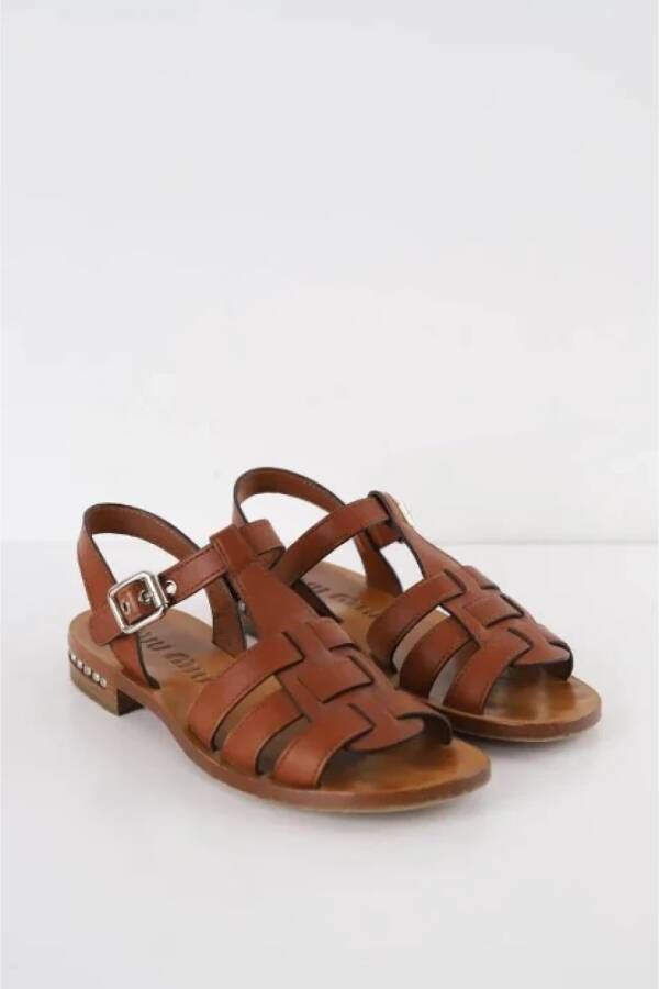 Miu Pre-owned Leather sandals Brown Dames